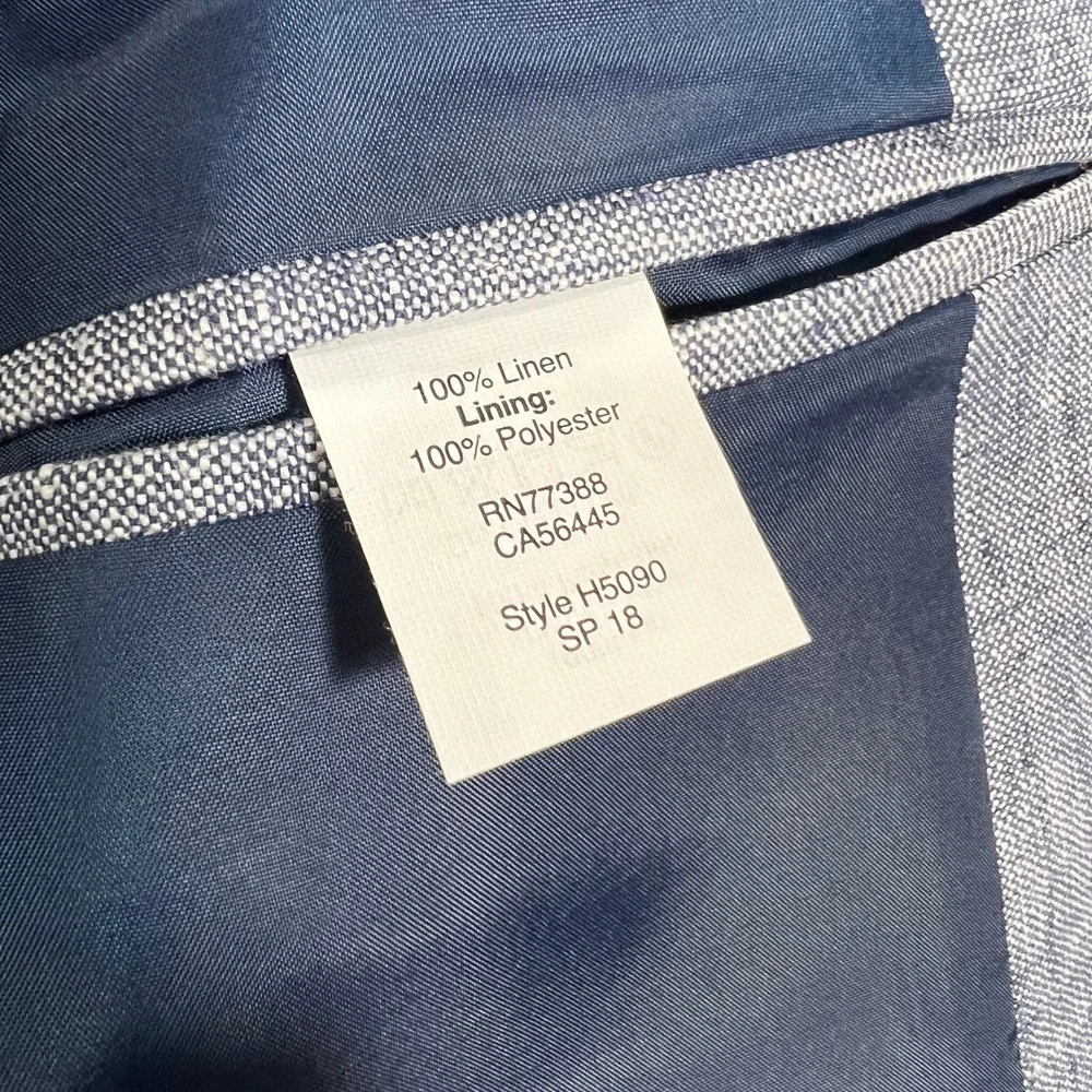 J.Crew Thompson‎ Blazer Mens 42R Blue Excellent 100% Linen Sport Coat H5090
